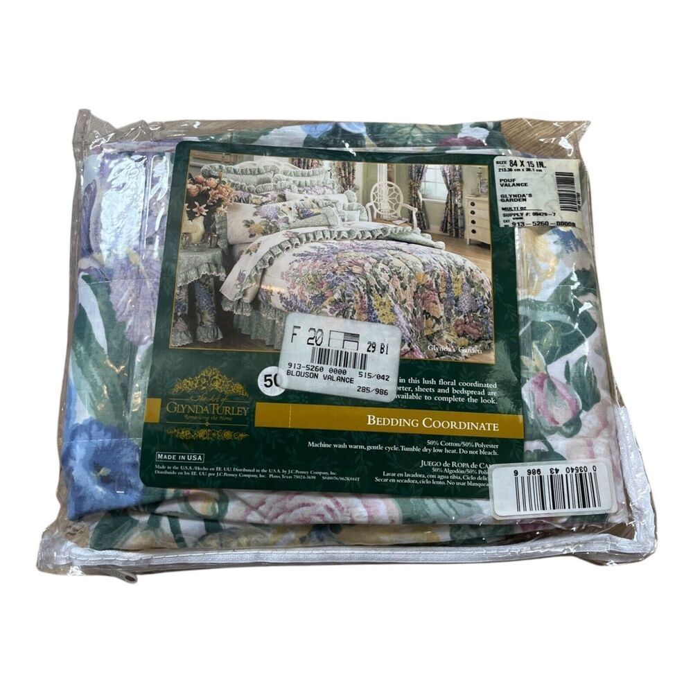 Vintage Glynda Turley USA Made Bedding Coordinate Flower Garden Valance NEW